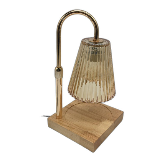 Flare Cone Crystal Glass Candle Warmer with Wooden Base and 2 Bulbs NEW