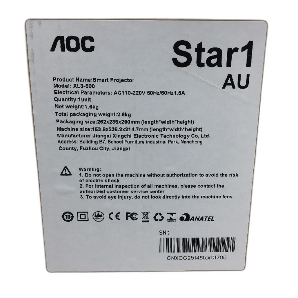 AOC Star 1 XL3-500 Full 1080p HD Auto Focus Bluetooth Smart Home Projector DEMO