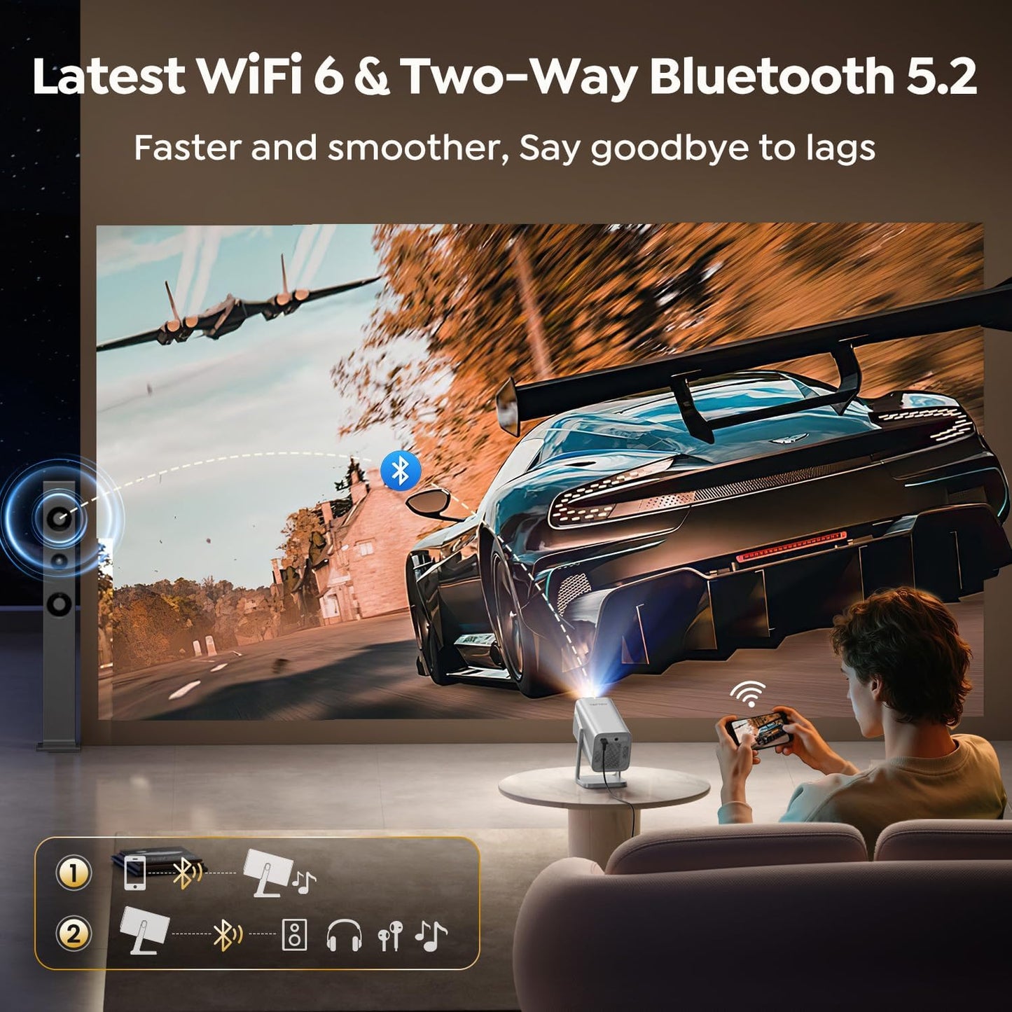 Toptro TP1 Dolby Audio 1080p 4k Support Bluetooth Smart Home Projector DEMO