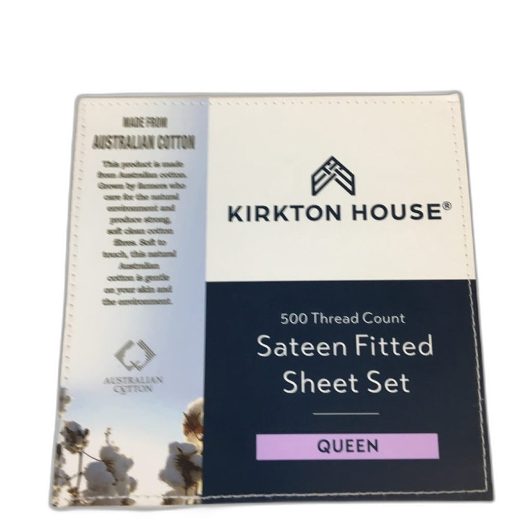 Kirkton House Sateen Fitted Queen 500 Thread Count Sheet Set NEW