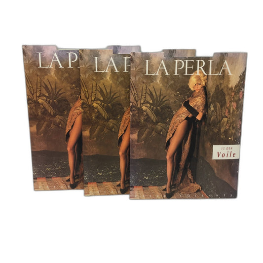 3 Pce La Perla Nude & Brown Stockings Pantyhose Ladies Size Italy 3 NEW