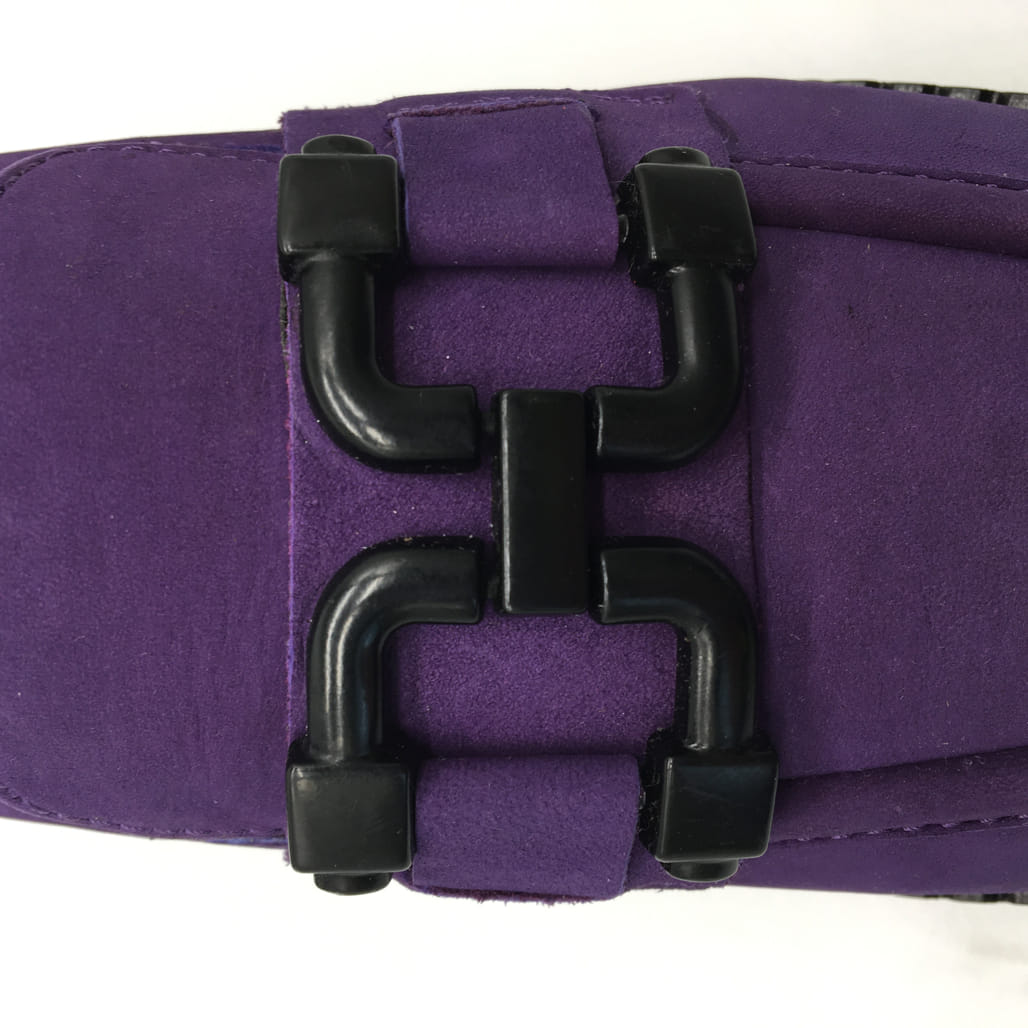 Tamaris Comfort Suede Leather Wedge Heel Loafer Purple Ladies Size US 7 NEW