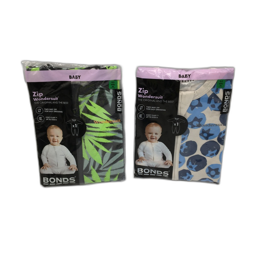 Bonds Wondersuits 2 Pce Pack 0-3Mnths Baby Boy Size 000 NEW