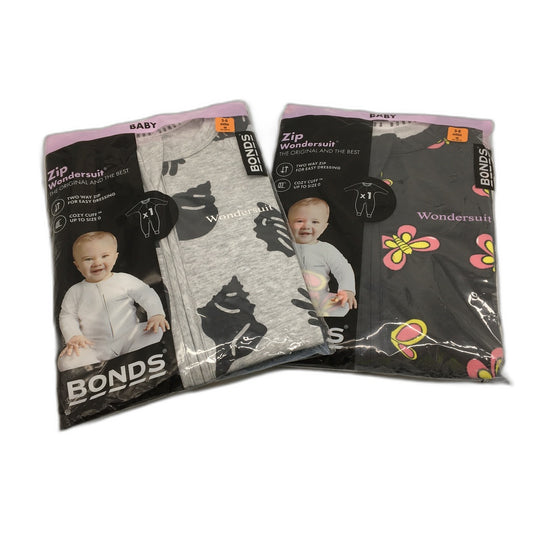 Bonds Wondersuits 2 Pce Pack 3-6Mnths Baby Unisex Size 00 NEW