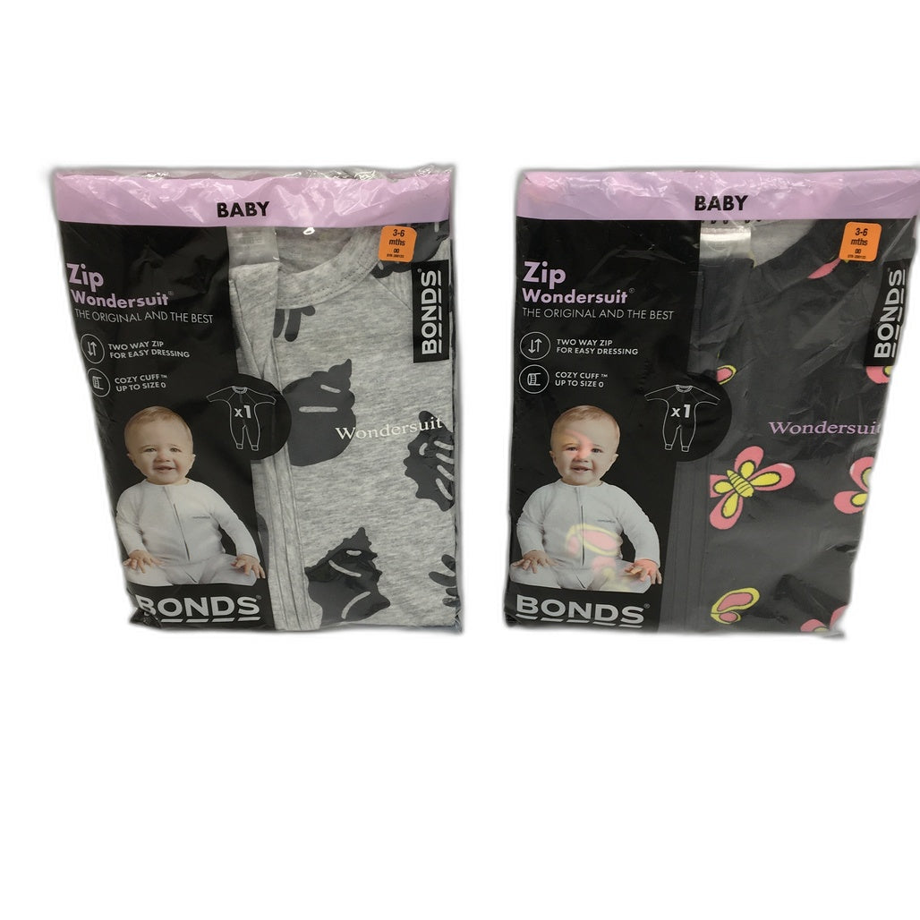 Bonds Wondersuits 2 Pce Pack 3-6Mnths Baby Unisex Size 00 NEW