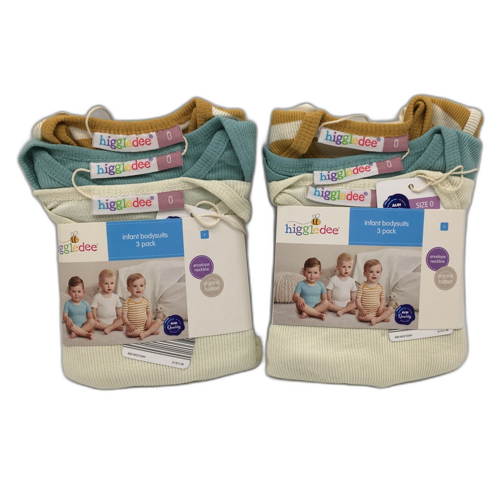 Higgledee 2 Pack 6 Pce Cotton Boys Bodysuits Baby Size 0 NEW