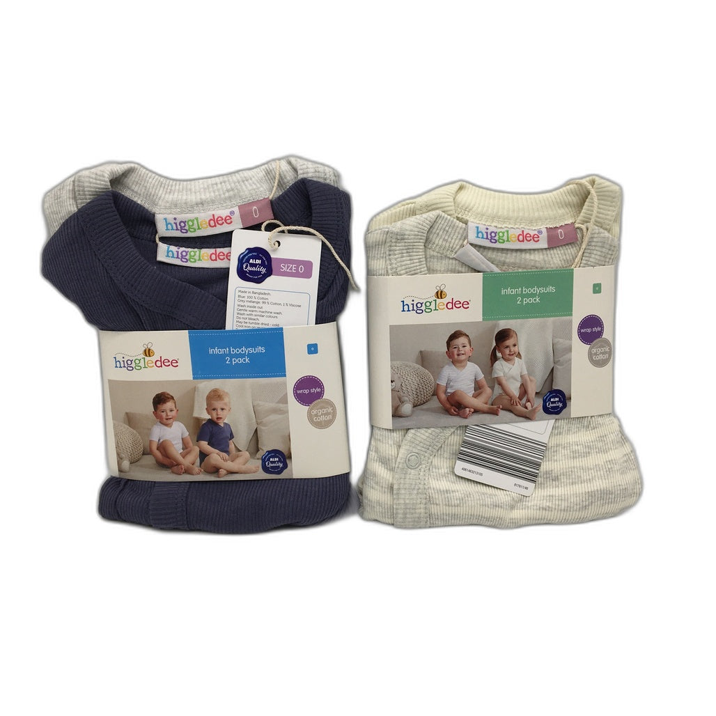 Higgledee 2 Pack 4 Pce Cotton Infant Bodysuits Baby Size 0 NEW