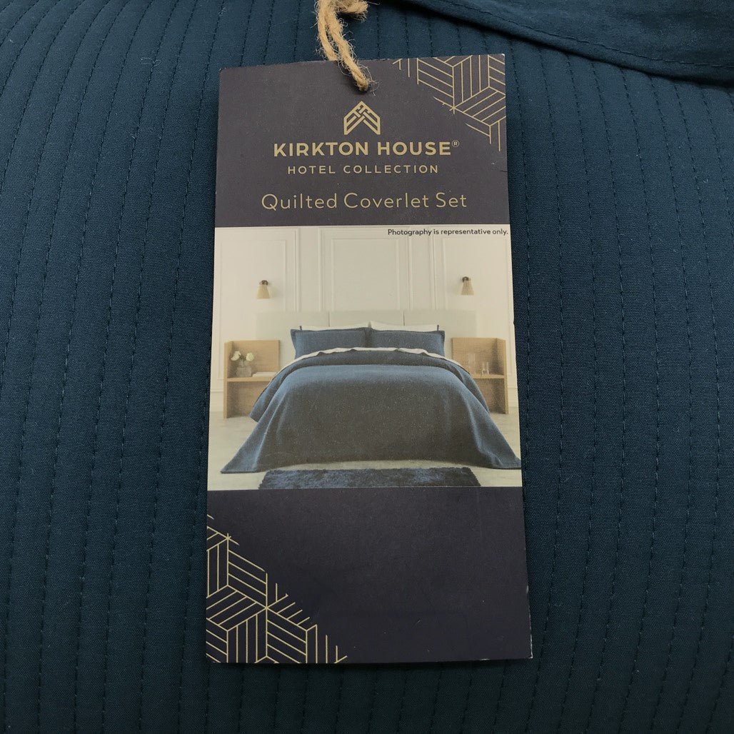 Kirkston House Quilted Coverlet Set Blue Queen/King Fit NEW