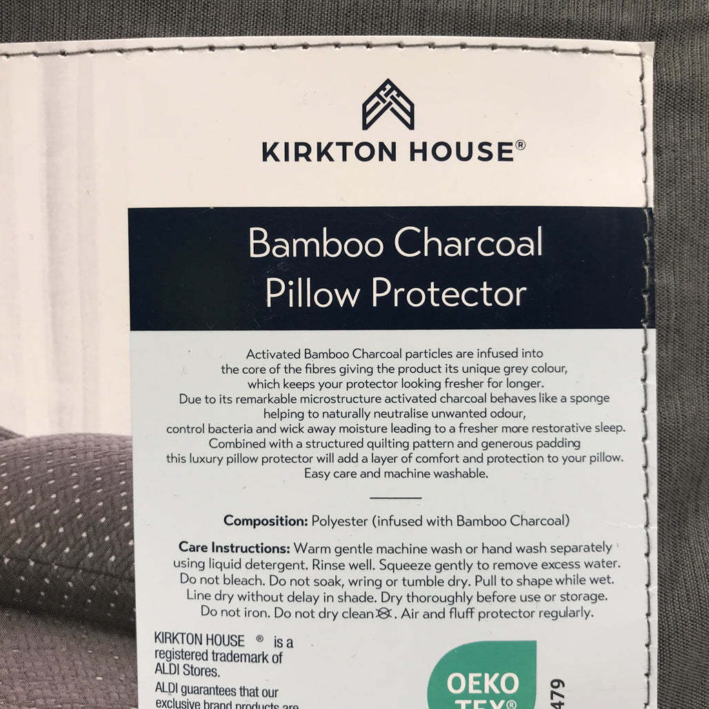 Kirkton House Bamboo Charcoal Pillow Protector Grey NEW