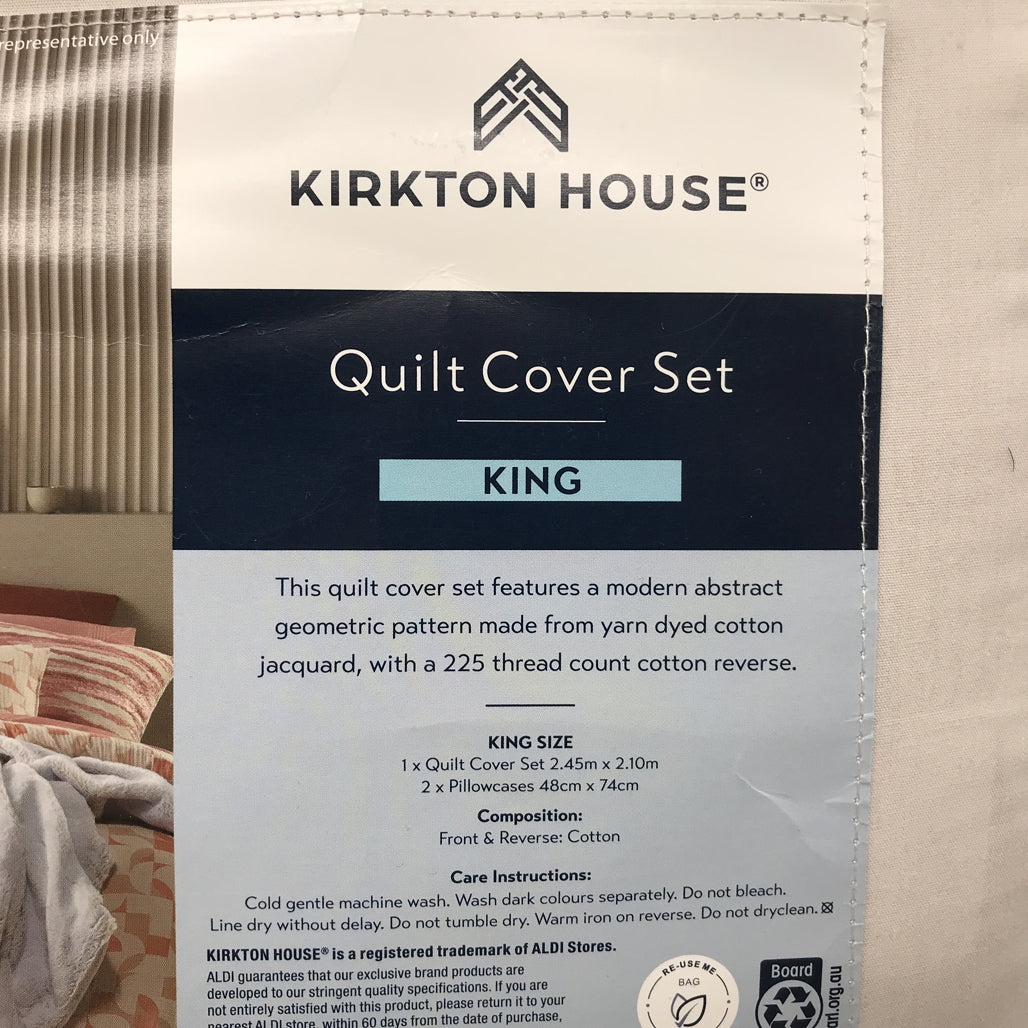 Kirkton House Cotton Patterned Quilt Cover Set KING NEW