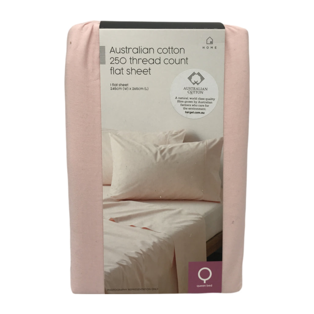 Target Aust. Cotton Queen Flat Sheet & EURO Pillowcases Pack Pink NEW