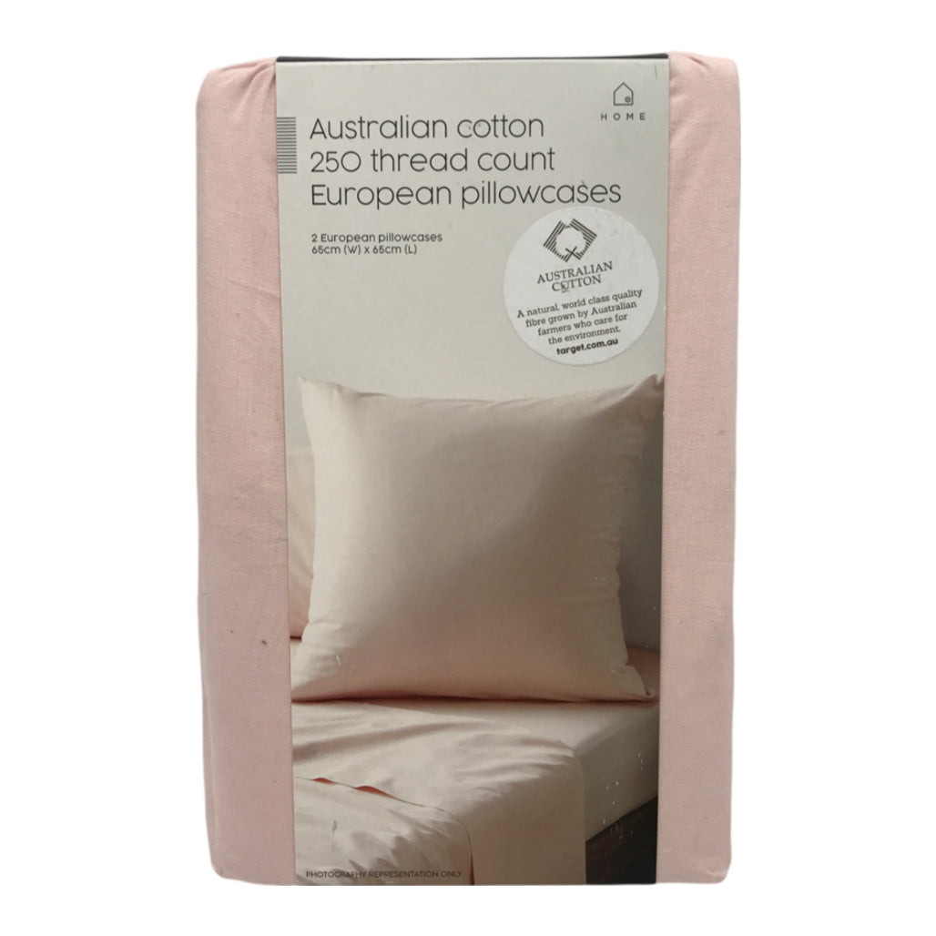 Target Aust. Cotton Queen Flat Sheet & EURO Pillowcases Pack Pink NEW