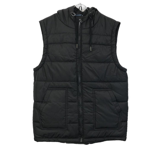 Jeanwest Mens Puffer Black Padded Hooded Down Vest Size L NEW