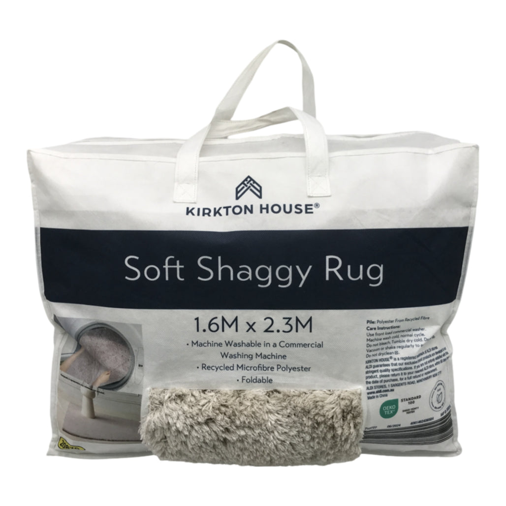 Kirkston House Soft Shaggy Floor Rug Beige 1.6m x 2.3m NEW