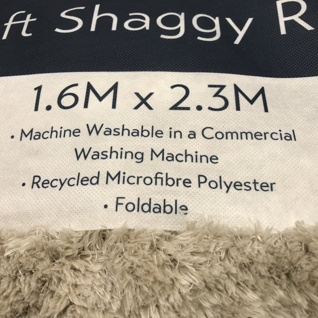 Kirkston House Soft Shaggy Floor Rug Beige 1.6m x 2.3m NEW