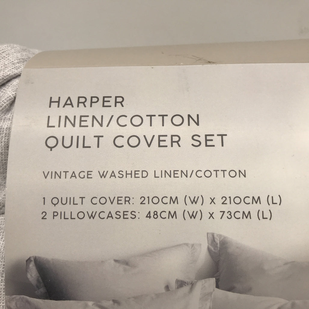 Target Harper Linen/Cotton Quilt Cover Set QUEEN NEW