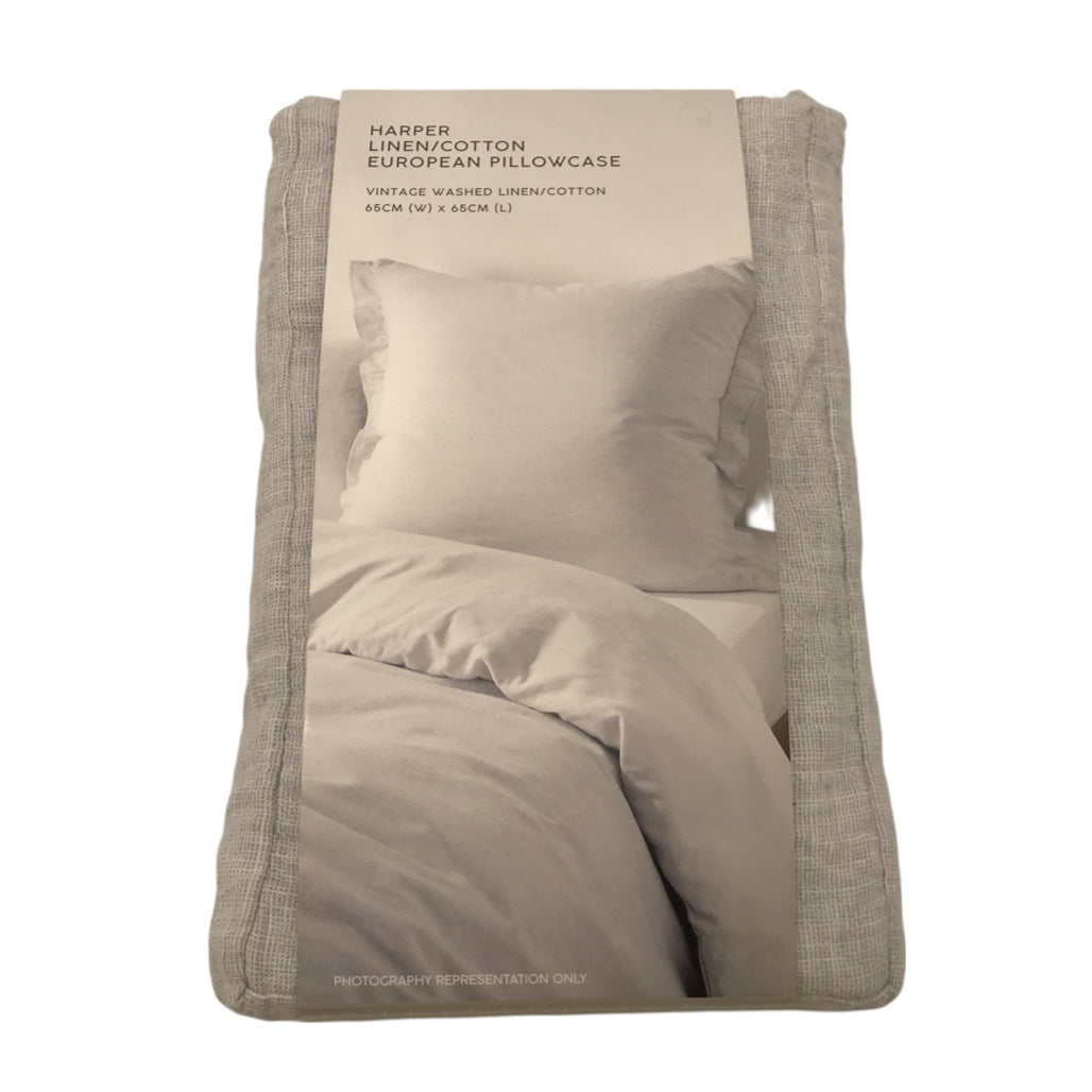 Target Harper Linen/Cotton Grey European Pillowcase 65 x 65cm NEW