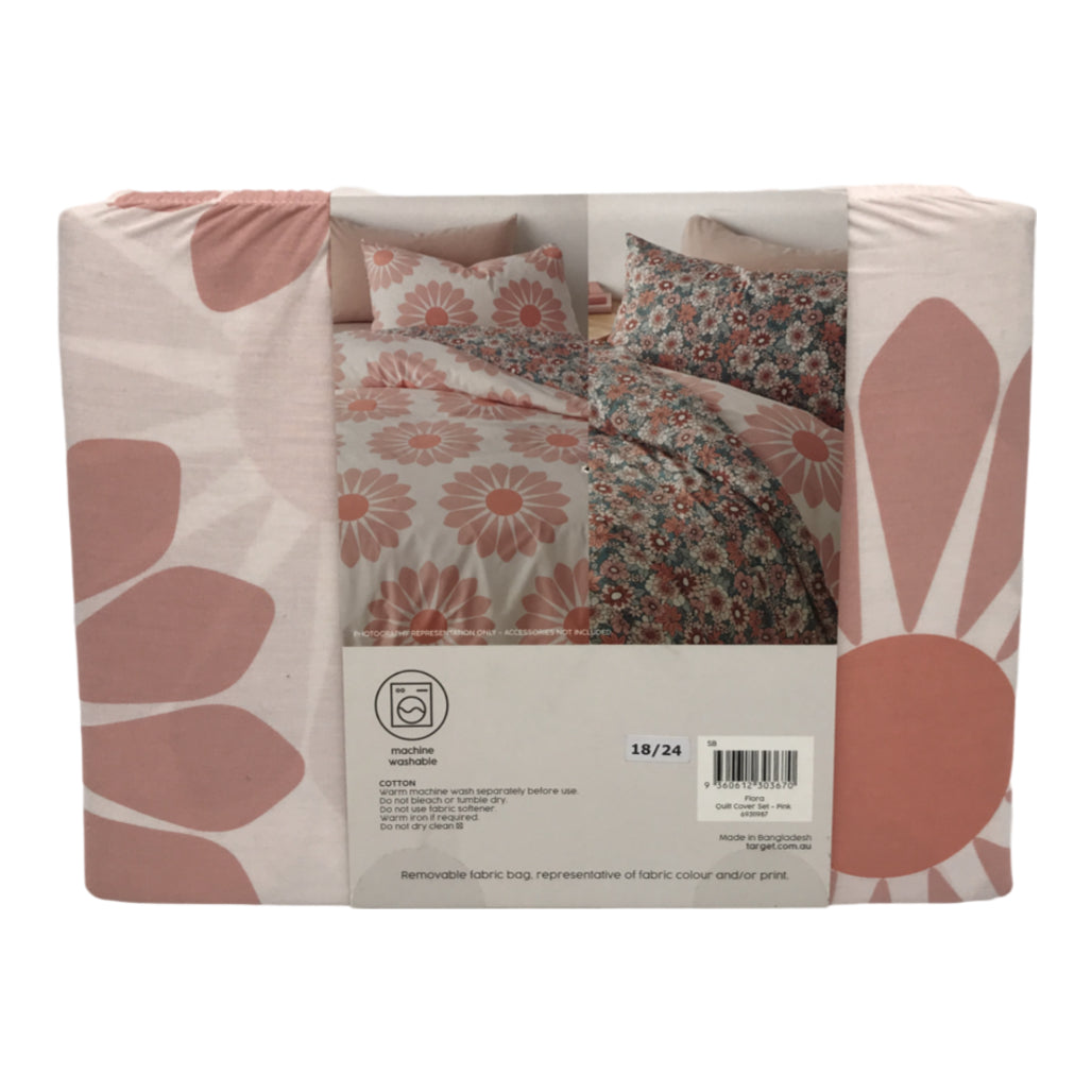 Target Flora Reversible Cotton Pink Quilt CovervSet SINGLE NEW