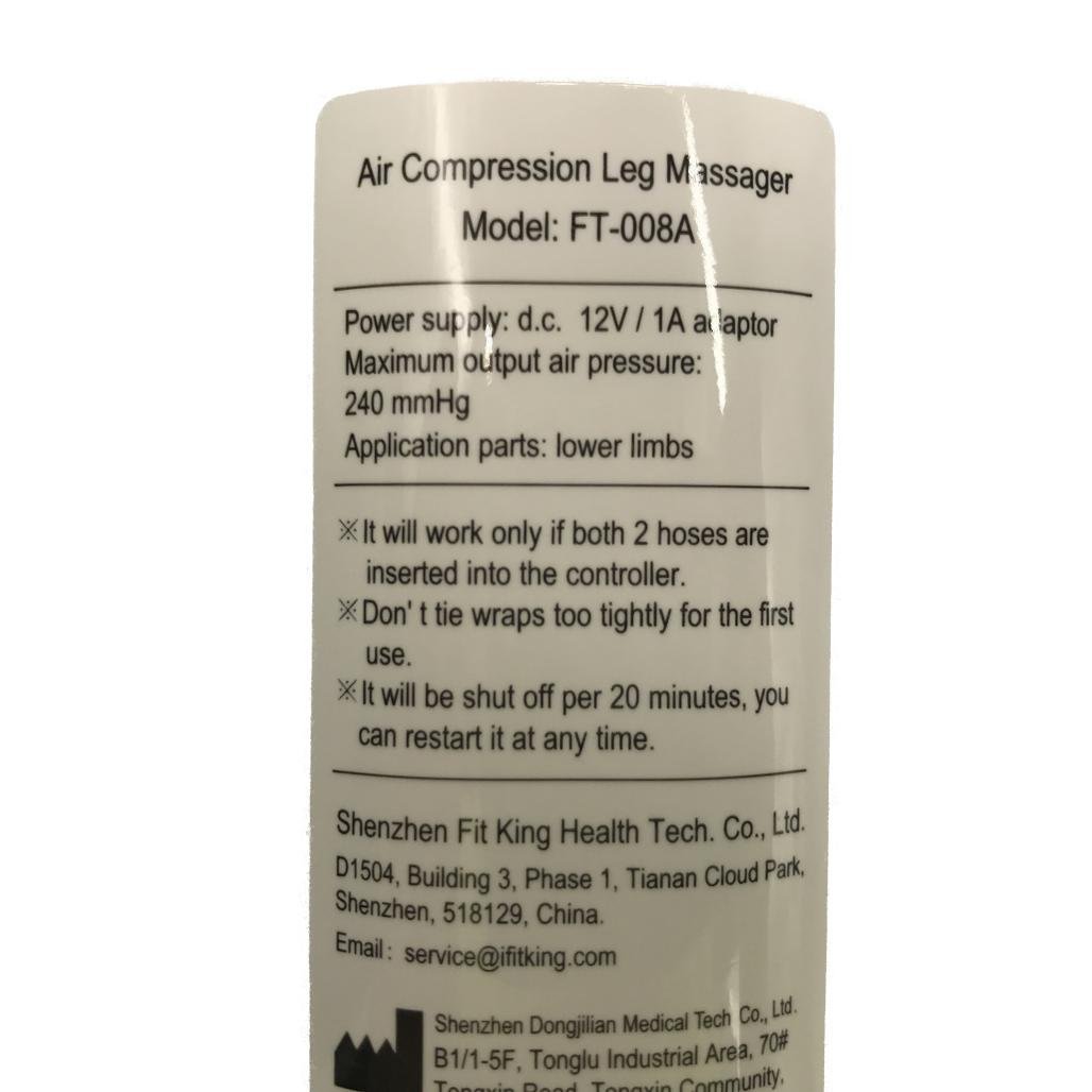Fit King Air Compression Leg Massager Model FT-008A NEW
