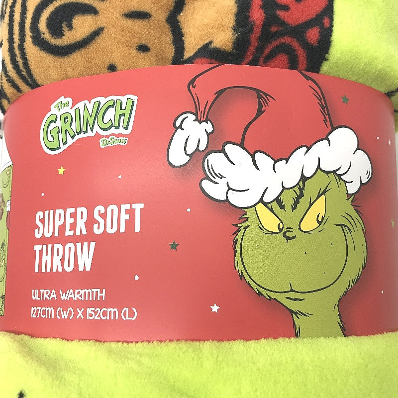 Super Soft Ultra Warm Grinch Chrismas Throw One Size NEW