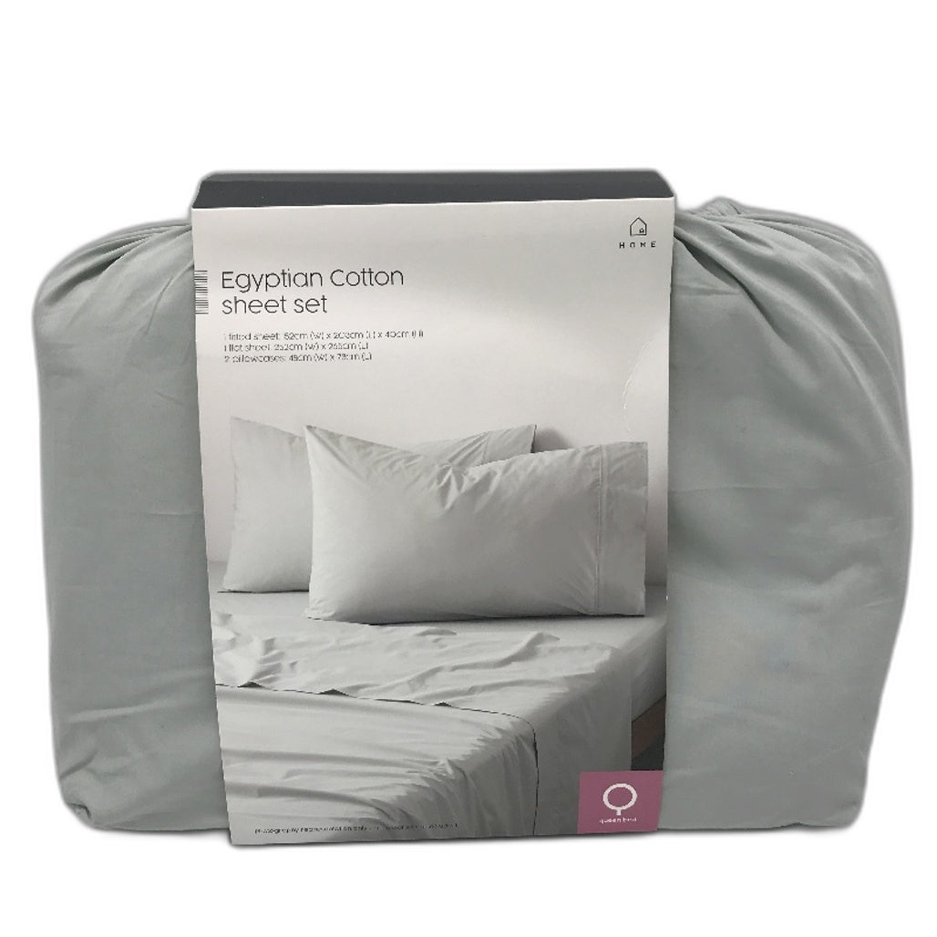 Egyptian Cotton Queen Grey Bed Sheet Set NEW