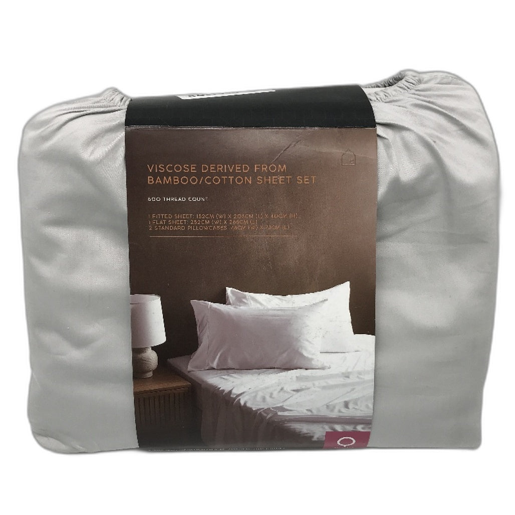 Viscose Derived from 500 Thread Bamboo/ Cotton Grey Queen Bed Set NEW