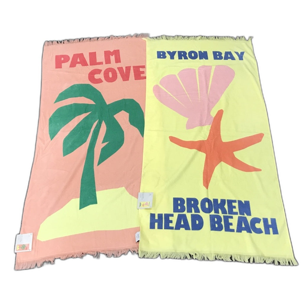 Set of 2 Byron Bay and Palm Cove Beach Summer Towels NEW