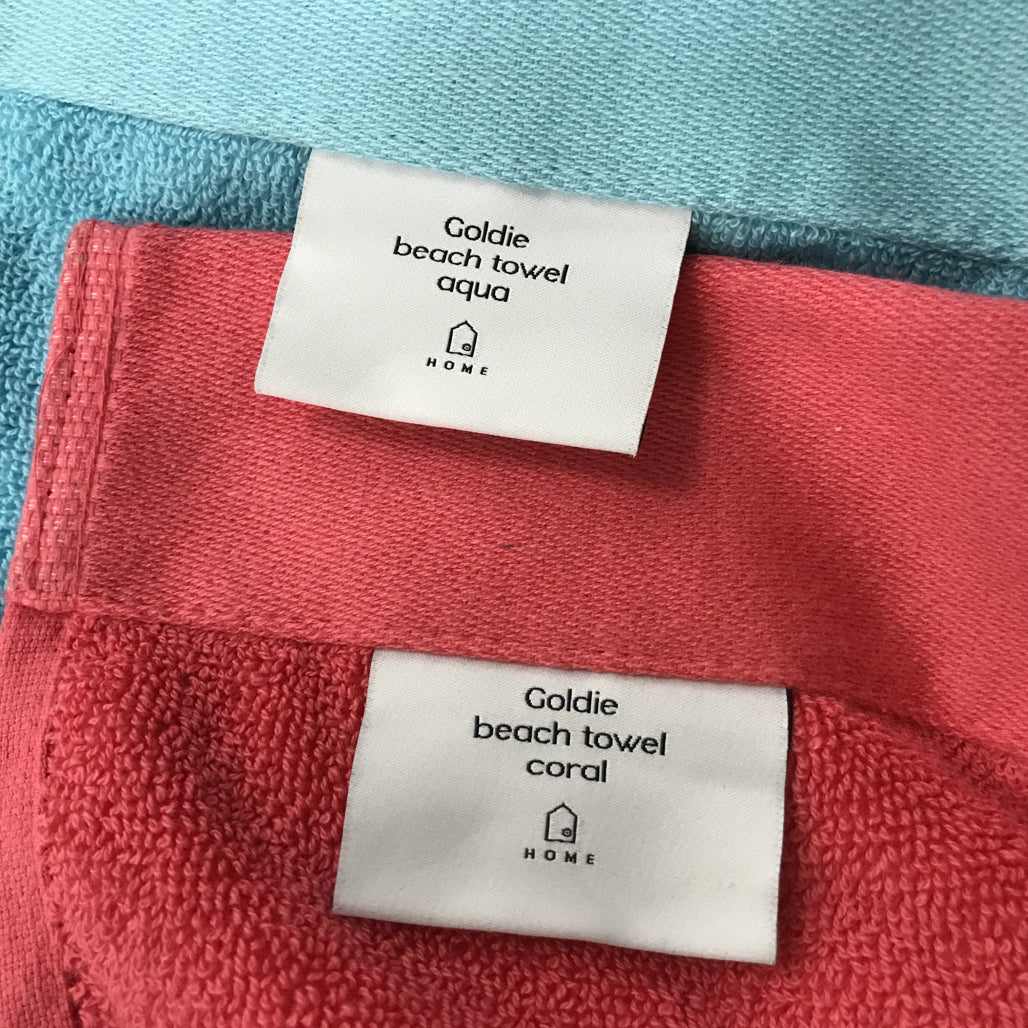 Set of 2 Goldie Aqua & Coral Beach Towels 95x175cm NEW