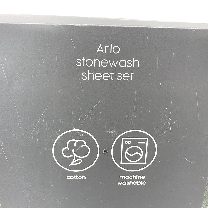 Arlo Stonewash Forest Green Cotton Queen Sheet Set NEW