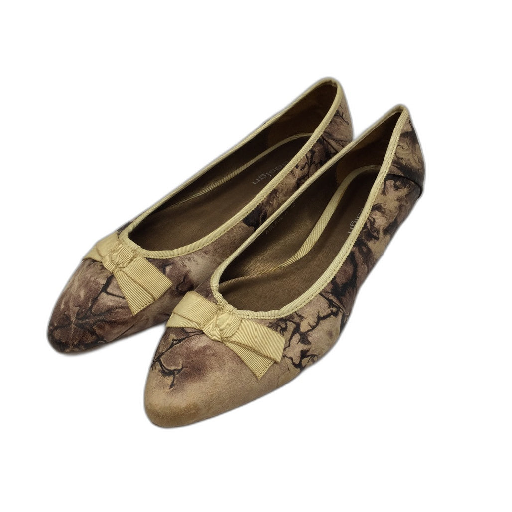 VG Design Kolage Camel Faux Leather Box Flat Shoes Ladies Size 42 NEW