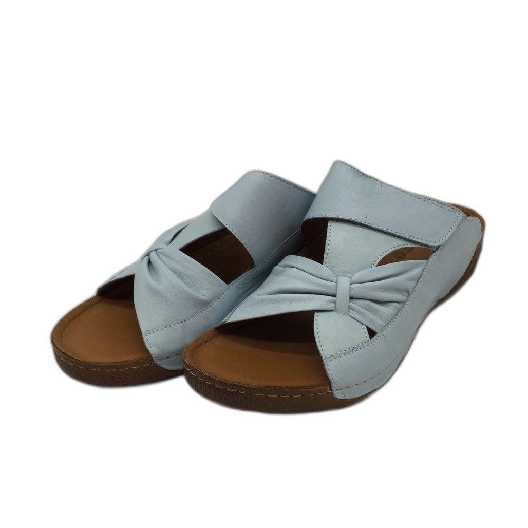 Adesso Lexi Soft Blue Bow Mule Leather Slides Ladies AUS 11 NEW