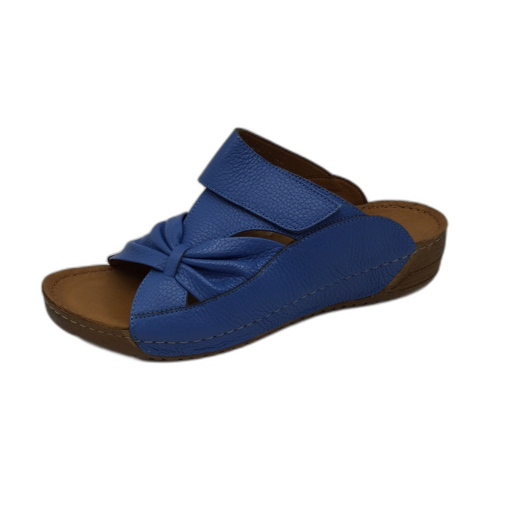 Adesso Lexi Cornflower Blue Bow Mule Leather Slides Ladies EU 41 NEW