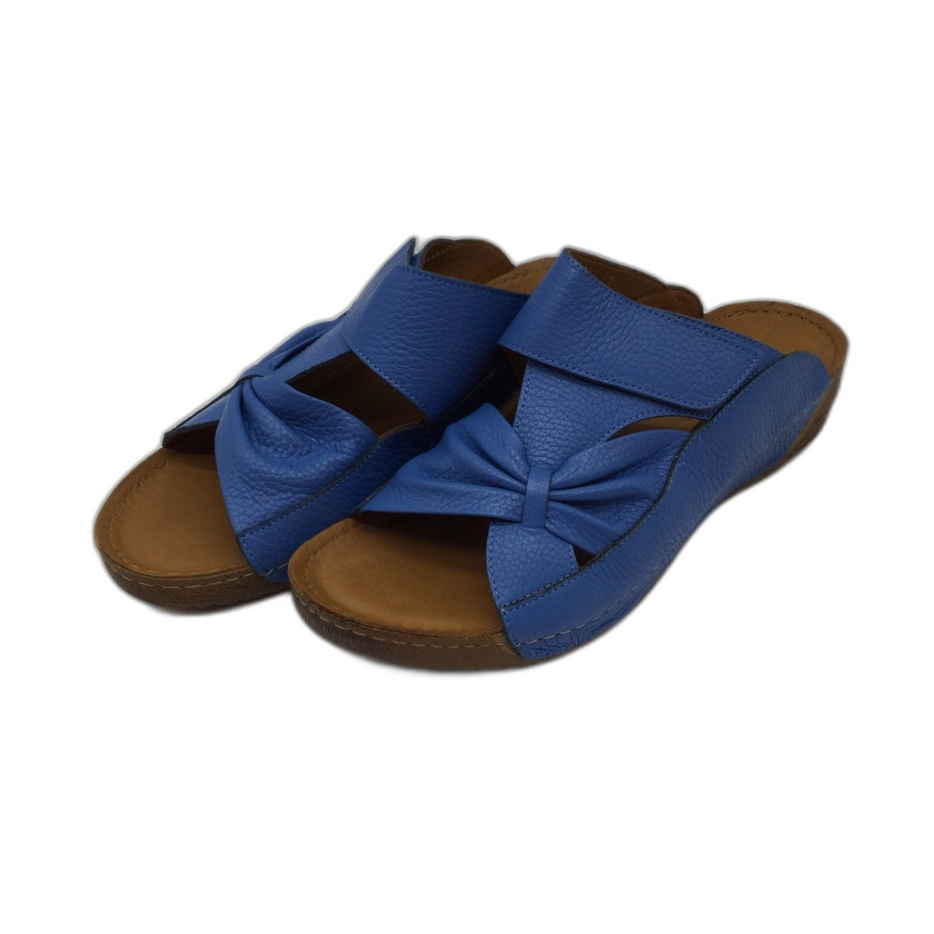 Adesso Lexi Cornflower Blue Bow Mule Leather Slides Ladies EU 41 NEW