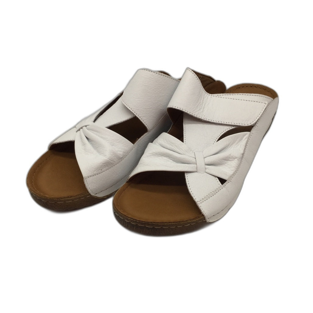 Adesso Lexi White Bow Mule Leather Slides Ladies EU 42 NEW