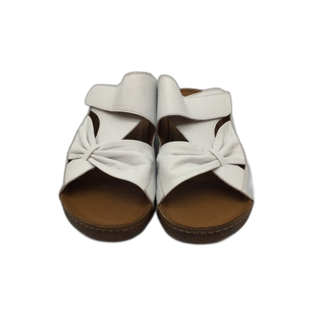 Adesso Lexi White Bow Mule Leather Slides Ladies EU 42 NEW