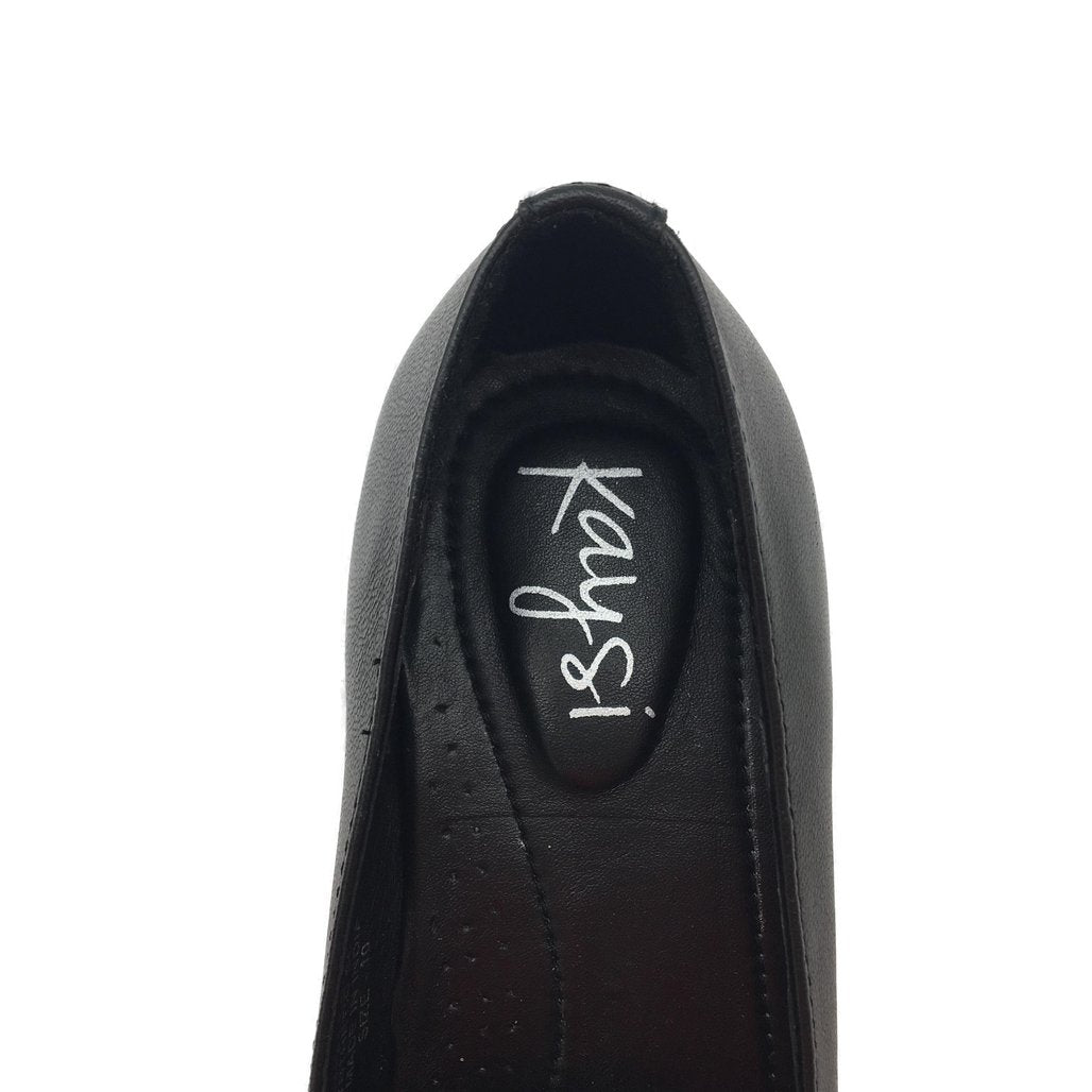 Kaysi Floris Black Leather Low Heel Shoes Ladies Size 10 NEW