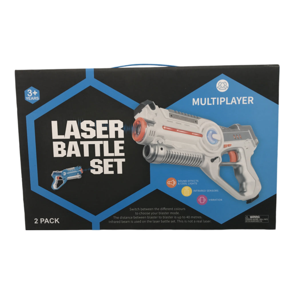 2 Pack Multiplayer Battery-powered Laser Battle Set Blue & White Ages 3+ Yrs NEW