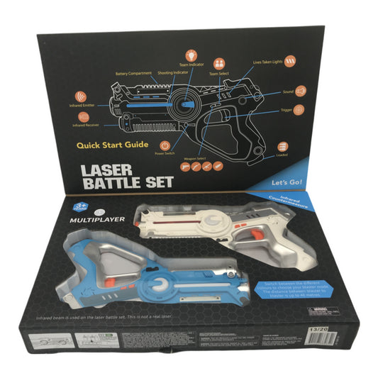 2 Pack Multiplayer Battery-powered Laser Battle Set Blue & White Ages 3+ Yrs NEW