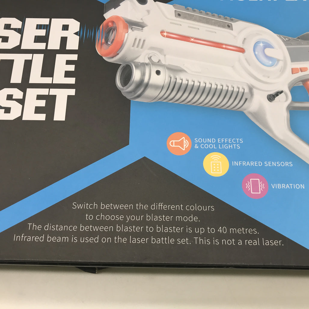 2 Pack Multiplayer Battery-powered Laser Battle Set Blue & White Ages 3+ Yrs NEW