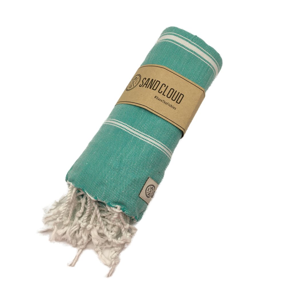 Sand Cloud 100% Turkish Cotton Aqua Seafoam Classic Towel 38" x 64" NEW