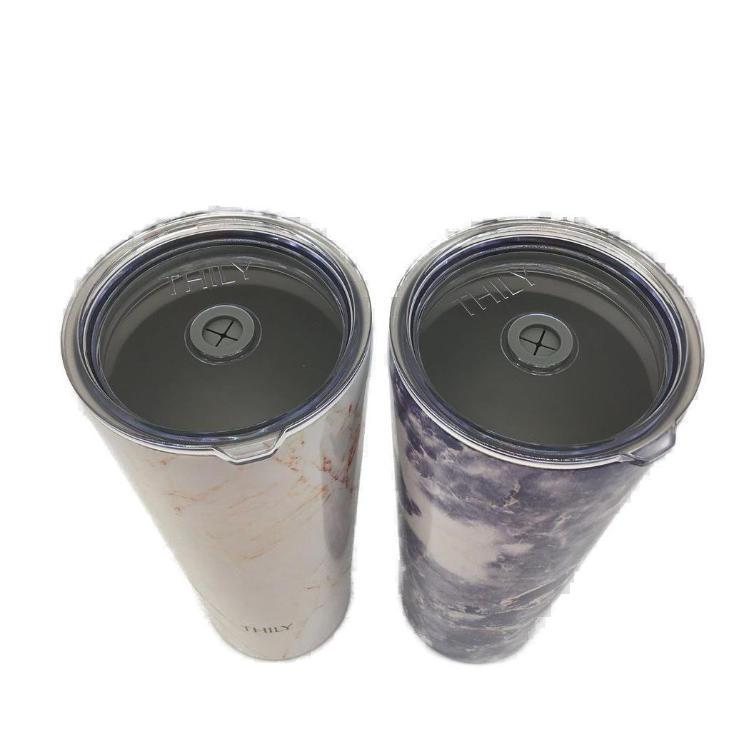 Thily 2 Piece Stainless Steel Gold & Blue Marble 780ml Travel Tumblers NEW