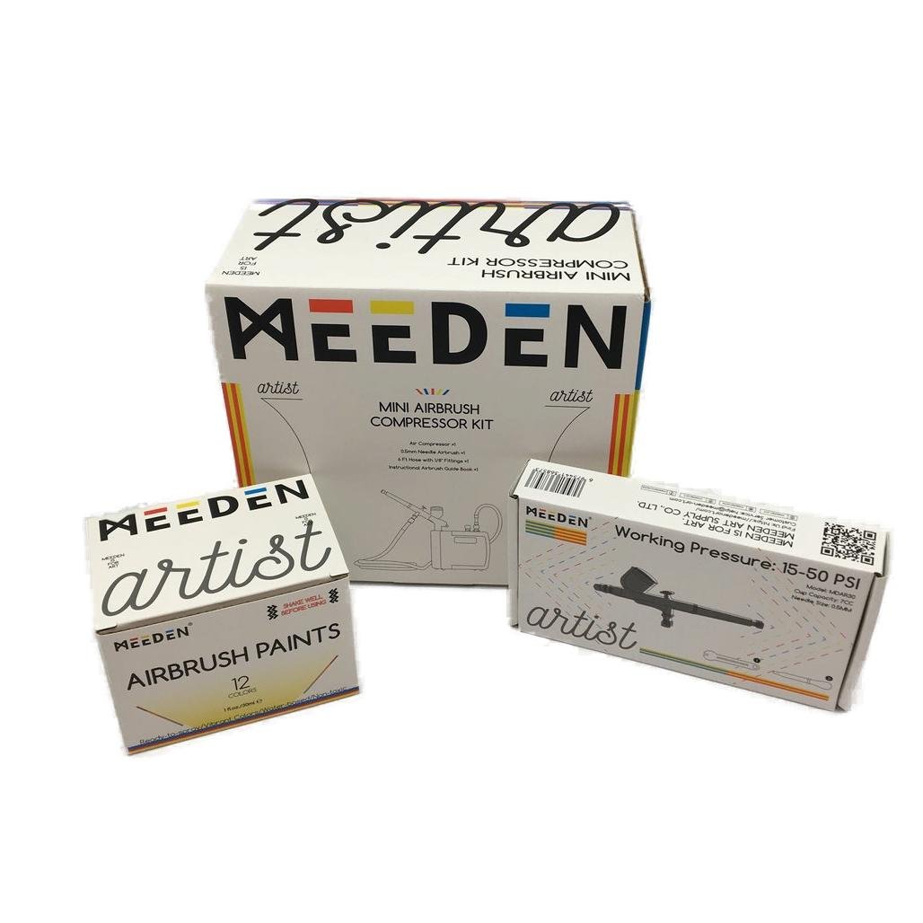 Meeden Mini Air Brush Compressor Kit with 12 Paints MD-AC300H NEW