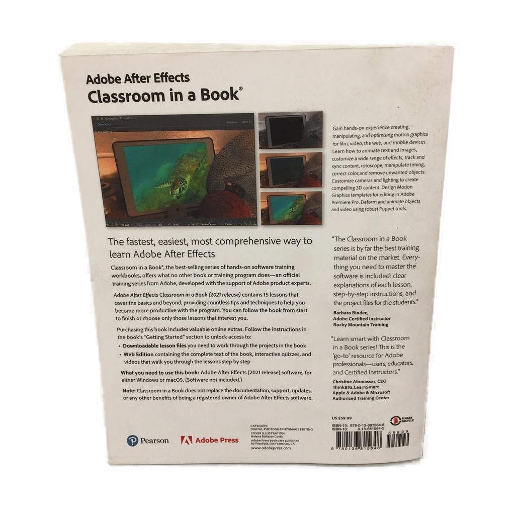 Adobe After Effects 2021 Release Classroom Guide Paperback Book Brie Gyncild NEW