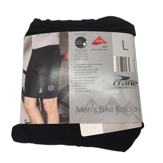 Crane Performance Mens Black Bike Knick Bicycle Shorts Size L NEW