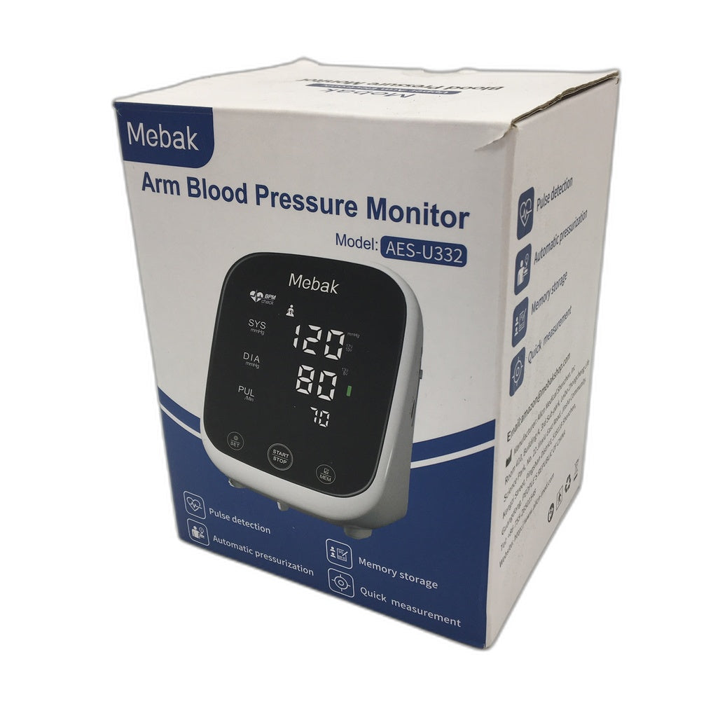 Mebak Upper Arm Electronic Blood Pressure Monitor Battery Powered DC 6V DEMO