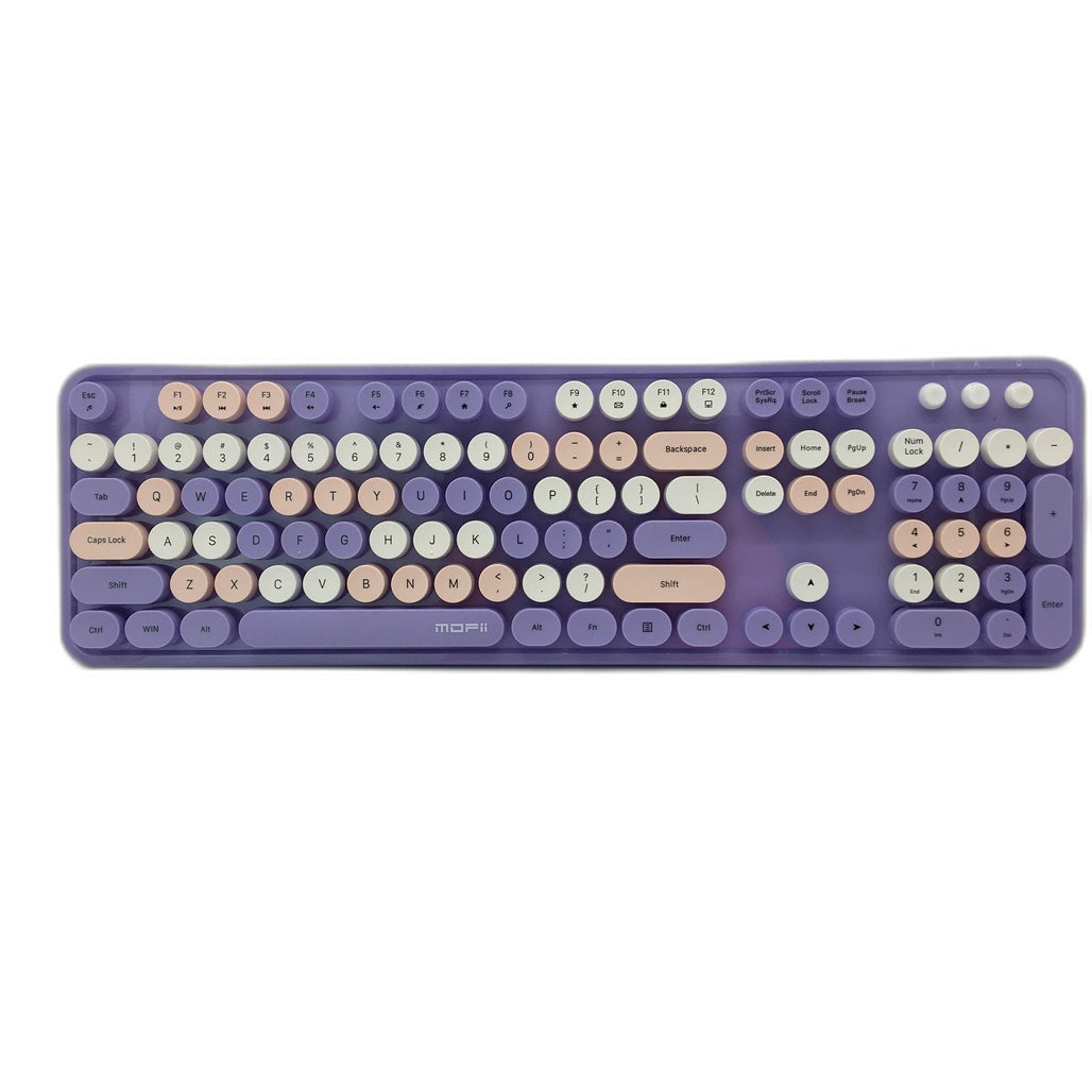 Mofii Wireless Full-Sized Keyboard and Mouse Combo Set Purple Typewriter NEW