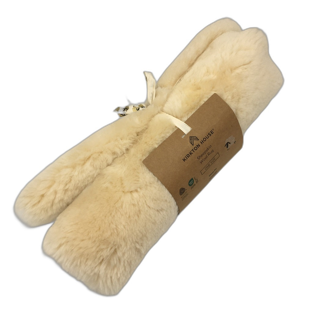 Kirkton House Ivory Sheepskin Fur Wool Rug One Size NEW