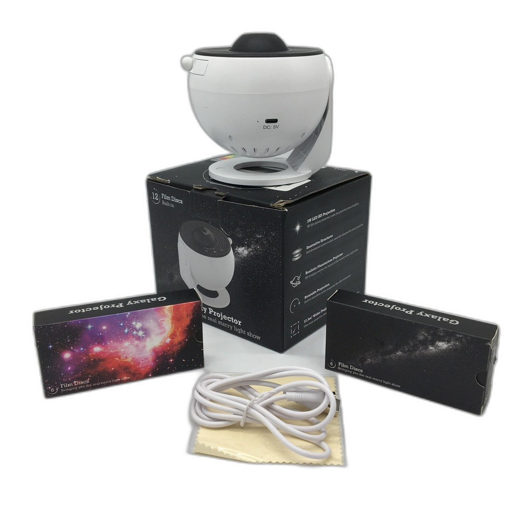 Galaxy Projector with 5W LED HD Projection & 12 Built-in Discs in White NEW