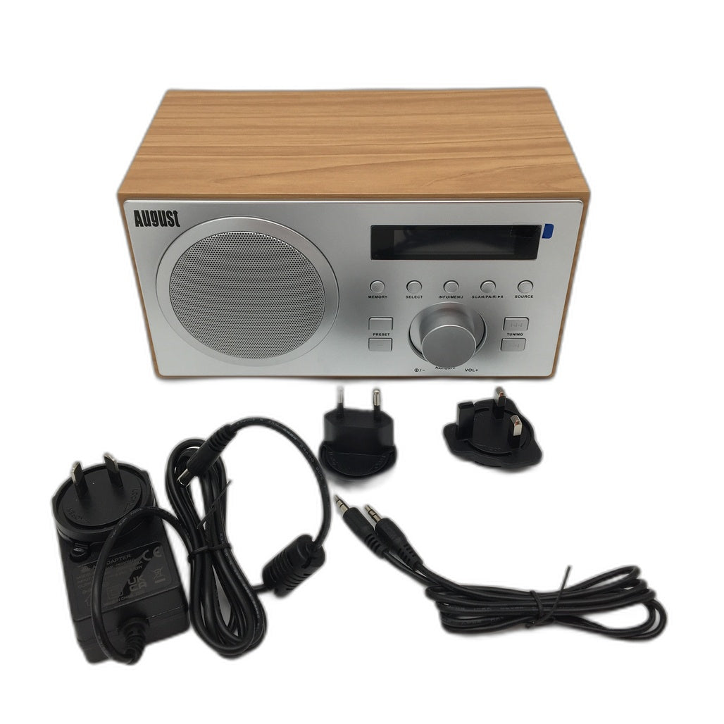 August DAB/DAB +/FM & Bluetooth Radio MB420K Wooden NEW