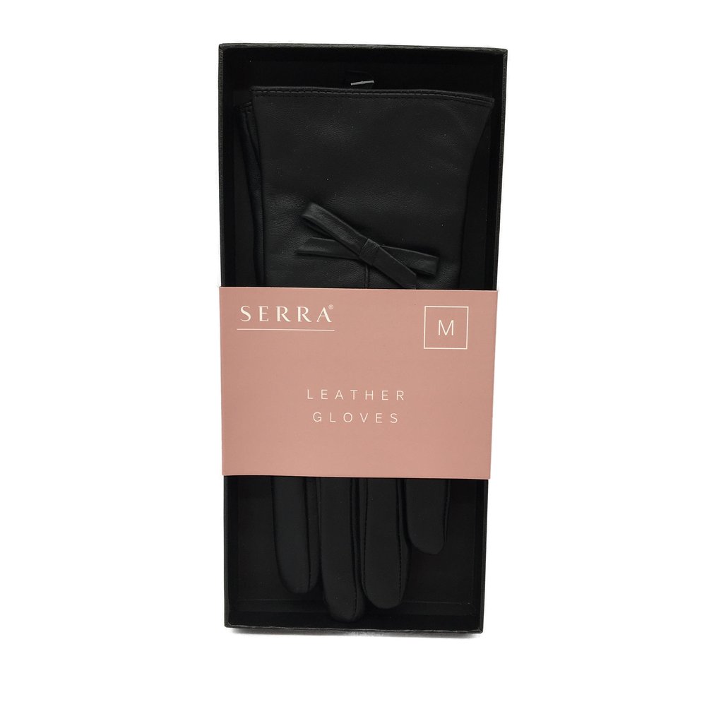 Sierra Womens Lining Leather Winter Black Gloves Size M NEW